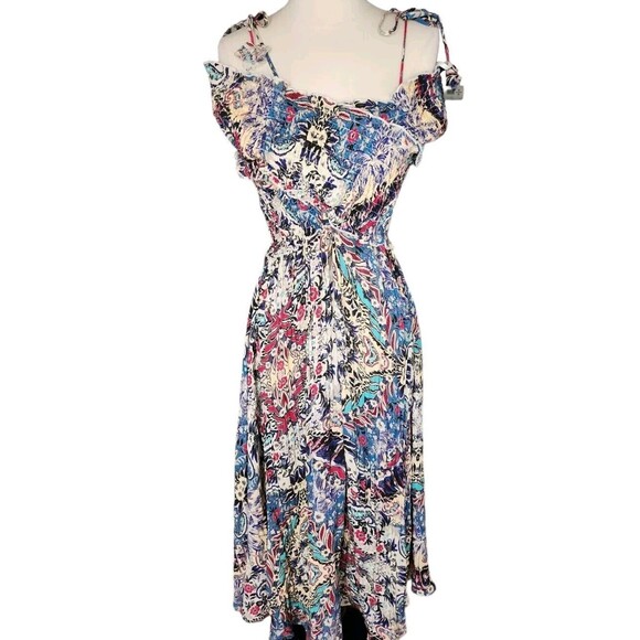 Anthropologie Maxi Dress Womens Large Boho Beach Smocked Gauze Multicolor NWT - Picture 2 of 8